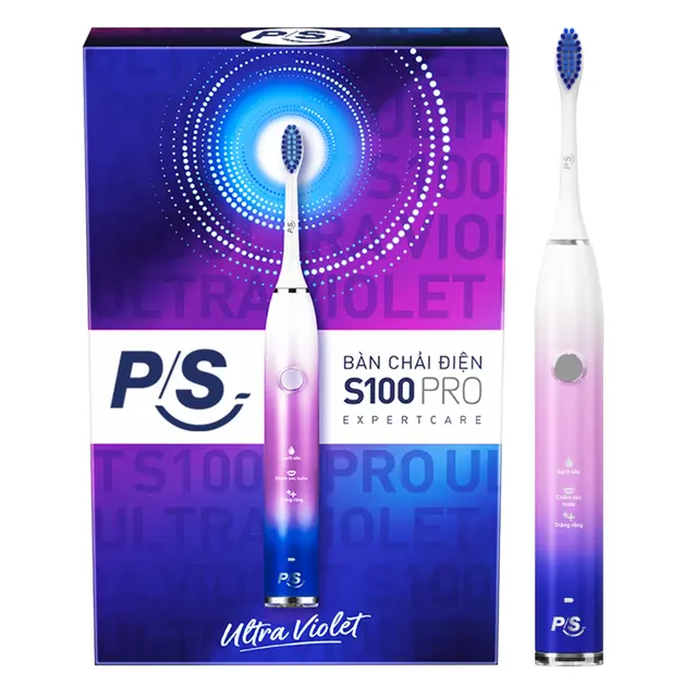 Bàn chải điện P/S S100 PRO và hộp sản phẩm (ảnh minh họa)